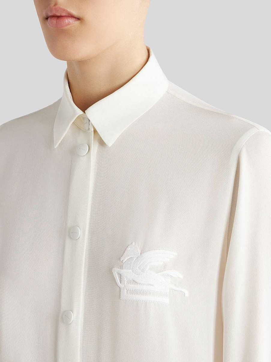 ETRO Crepe De Chine Shirt With Embroidered Pegaso | Shirts And Blouses