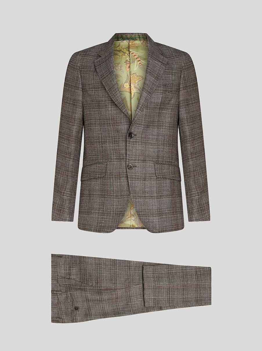 ETRO Check Wool And Silk Suit | Suits