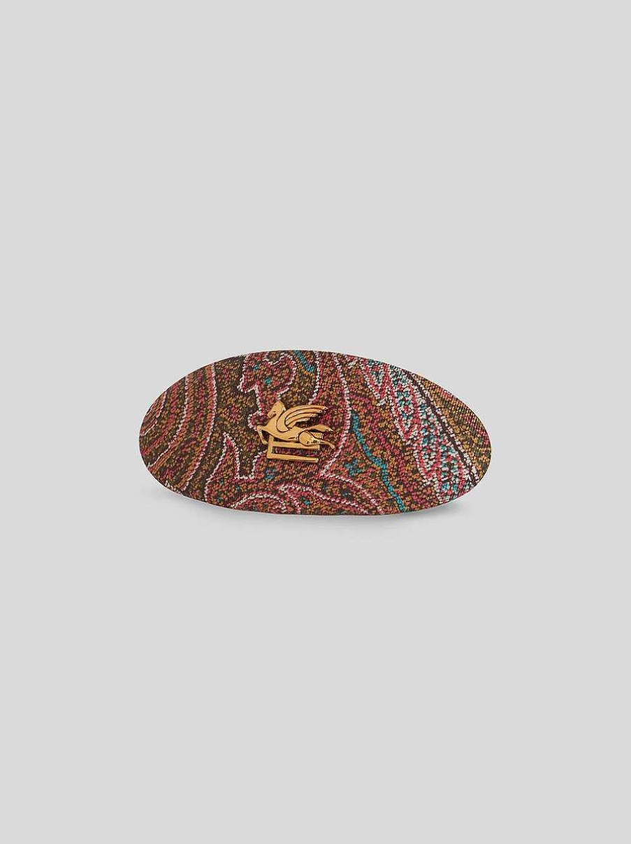 ETRO Oval Paisley Clip With Pegaso | Hair Accessories