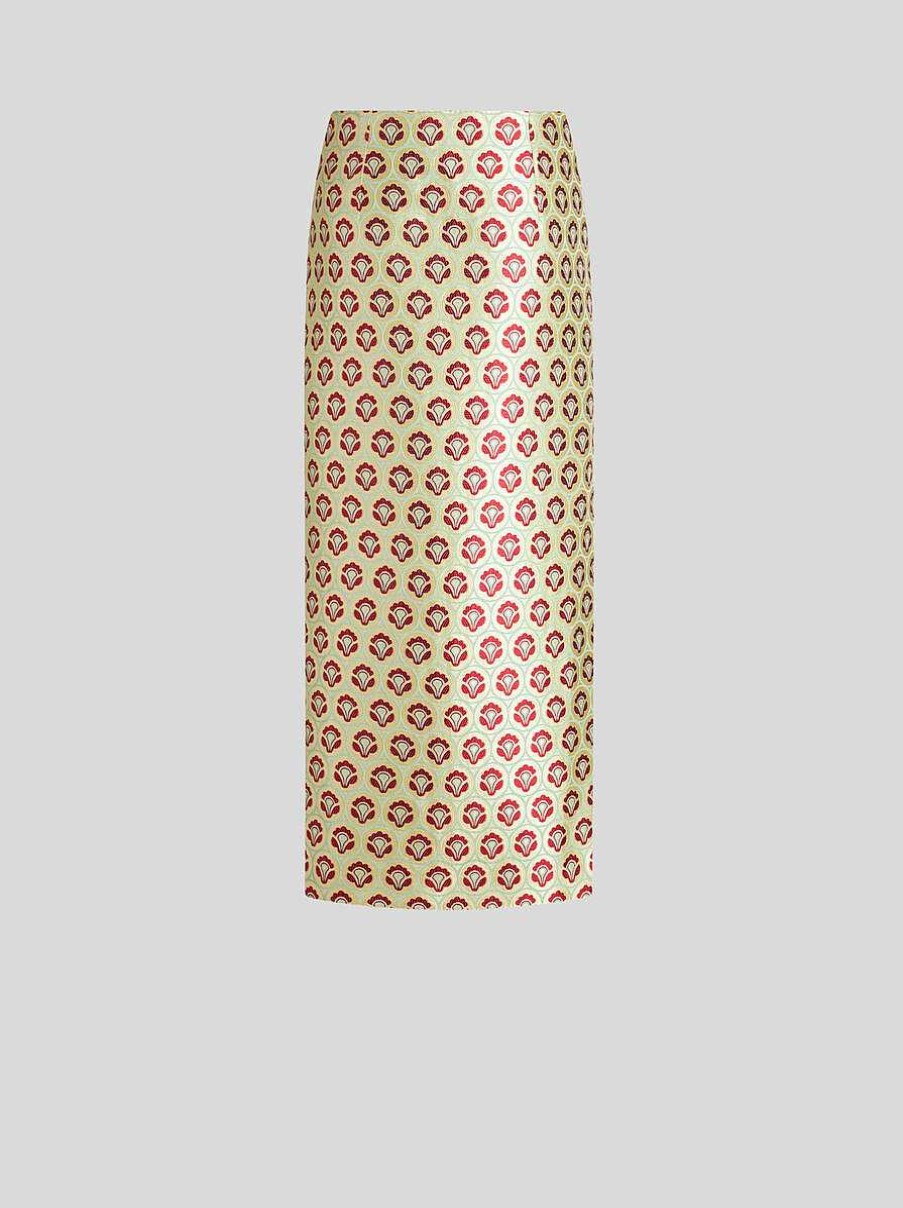 ETRO Shiny Jacquard Pencil Skirt | Skirts