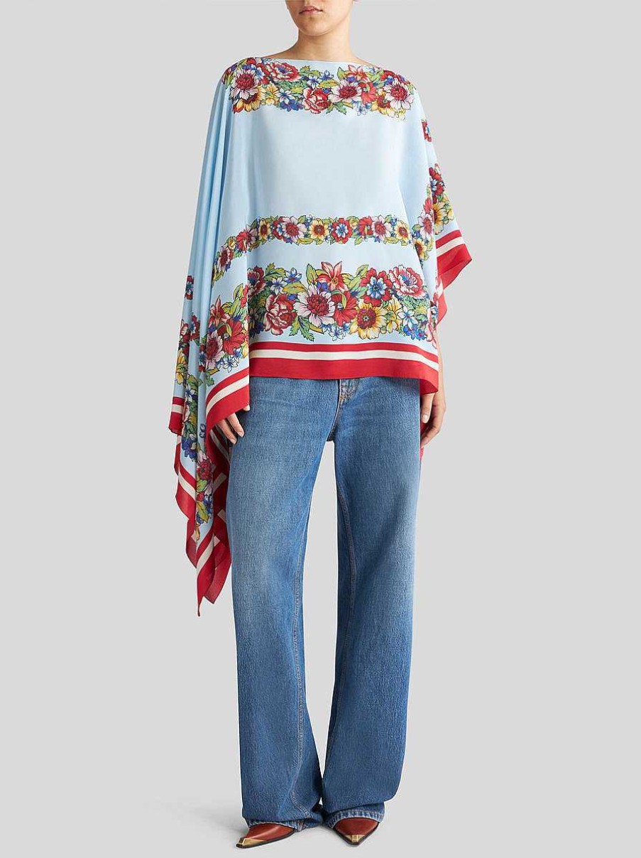 ETRO Printed Silk Poncho | Capes And Ponchos