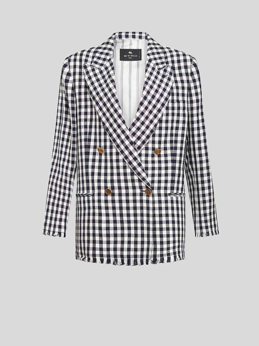 ETRO Double-Breasted Gingham Jacket | Jackets