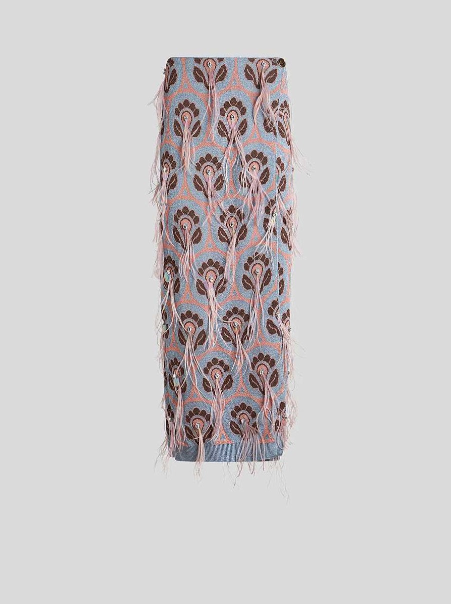 ETRO Jacquard Skirt With Feathers | Skirts