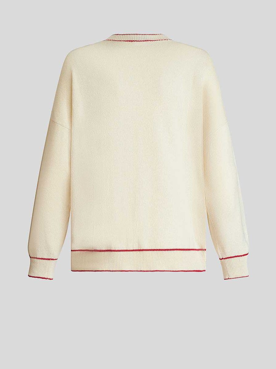 ETRO Cashmere And Cotton Sweater With Embroidery | Knitwear