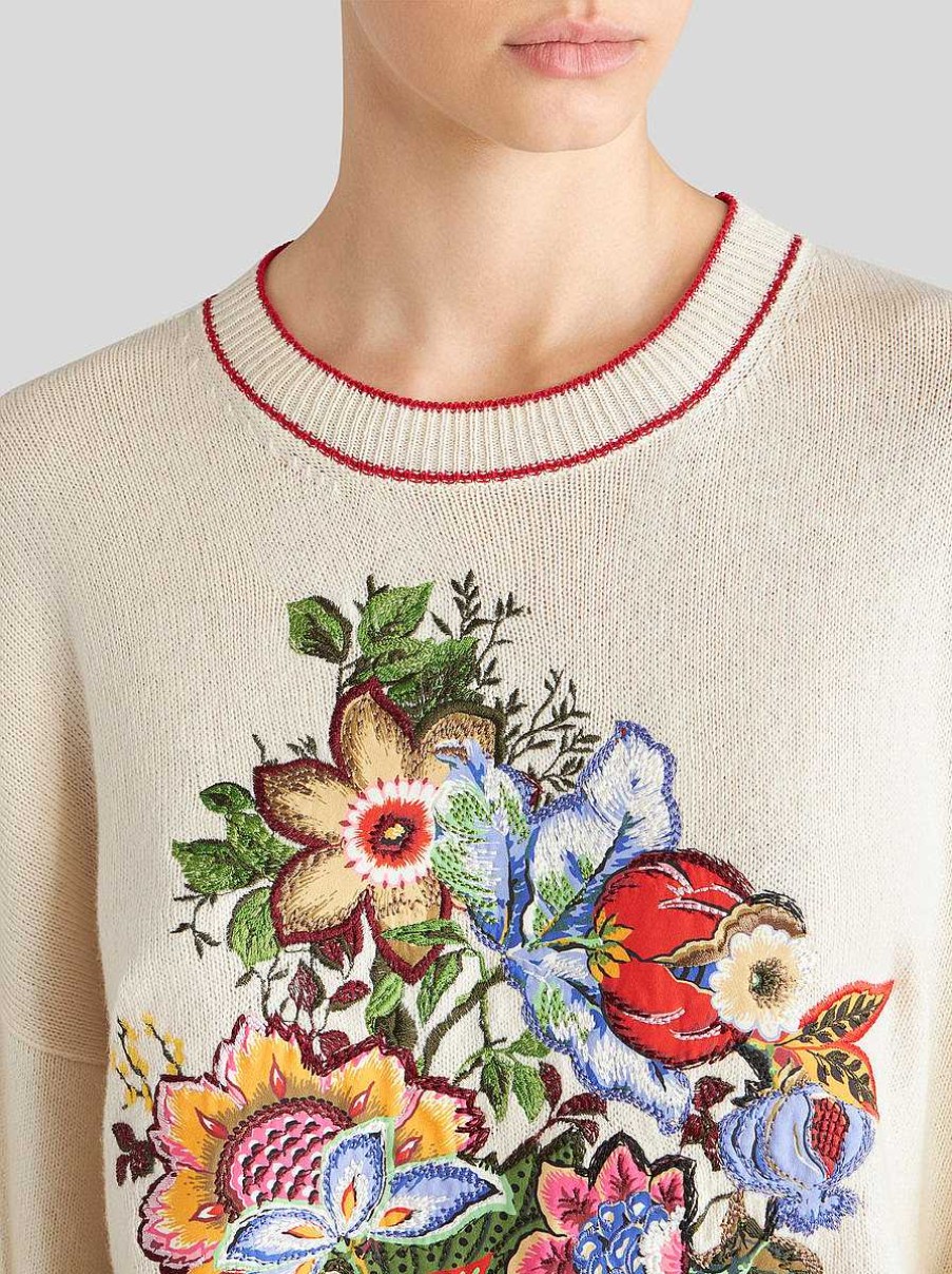 ETRO Cashmere And Cotton Sweater With Embroidery | Knitwear