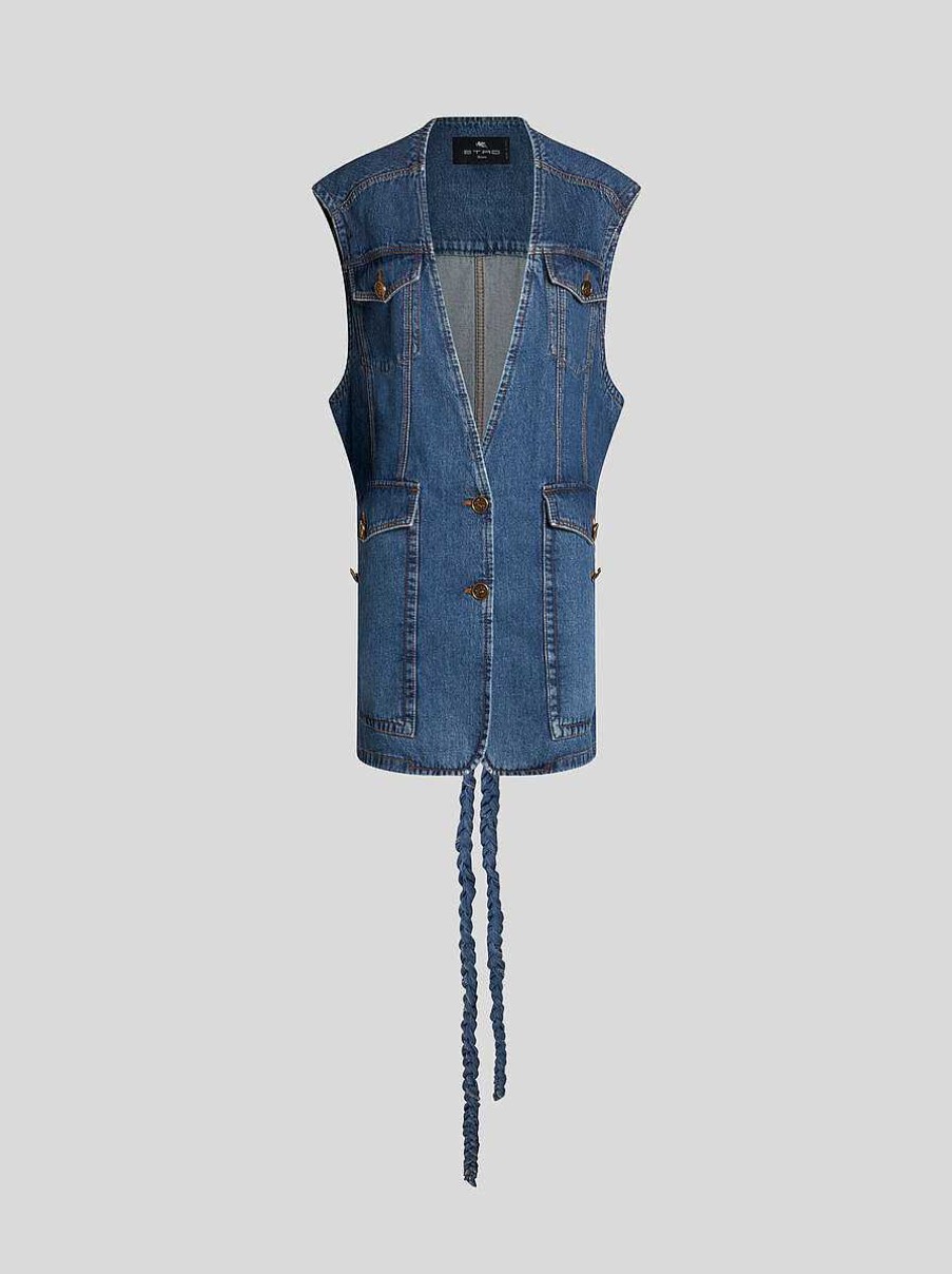 ETRO Denim Waistcoat With Belt | Denim