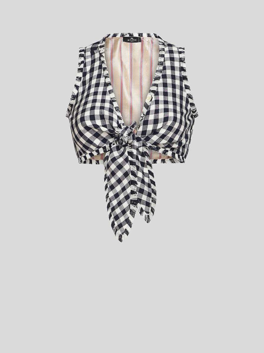 ETRO Gingham Top With Bow | Tops