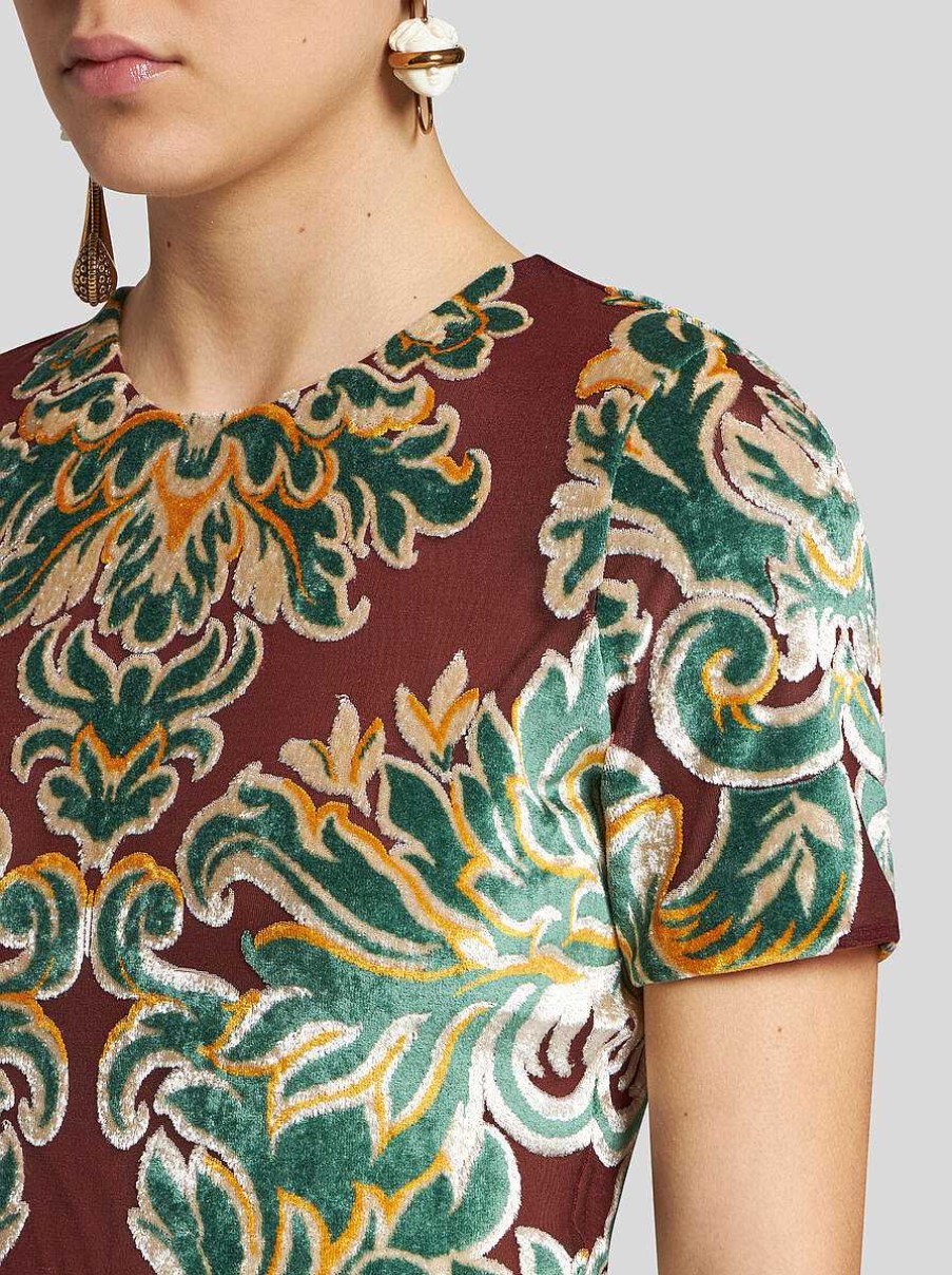 ETRO Tulle And Jacquard Velvet T-Shirt | Tops