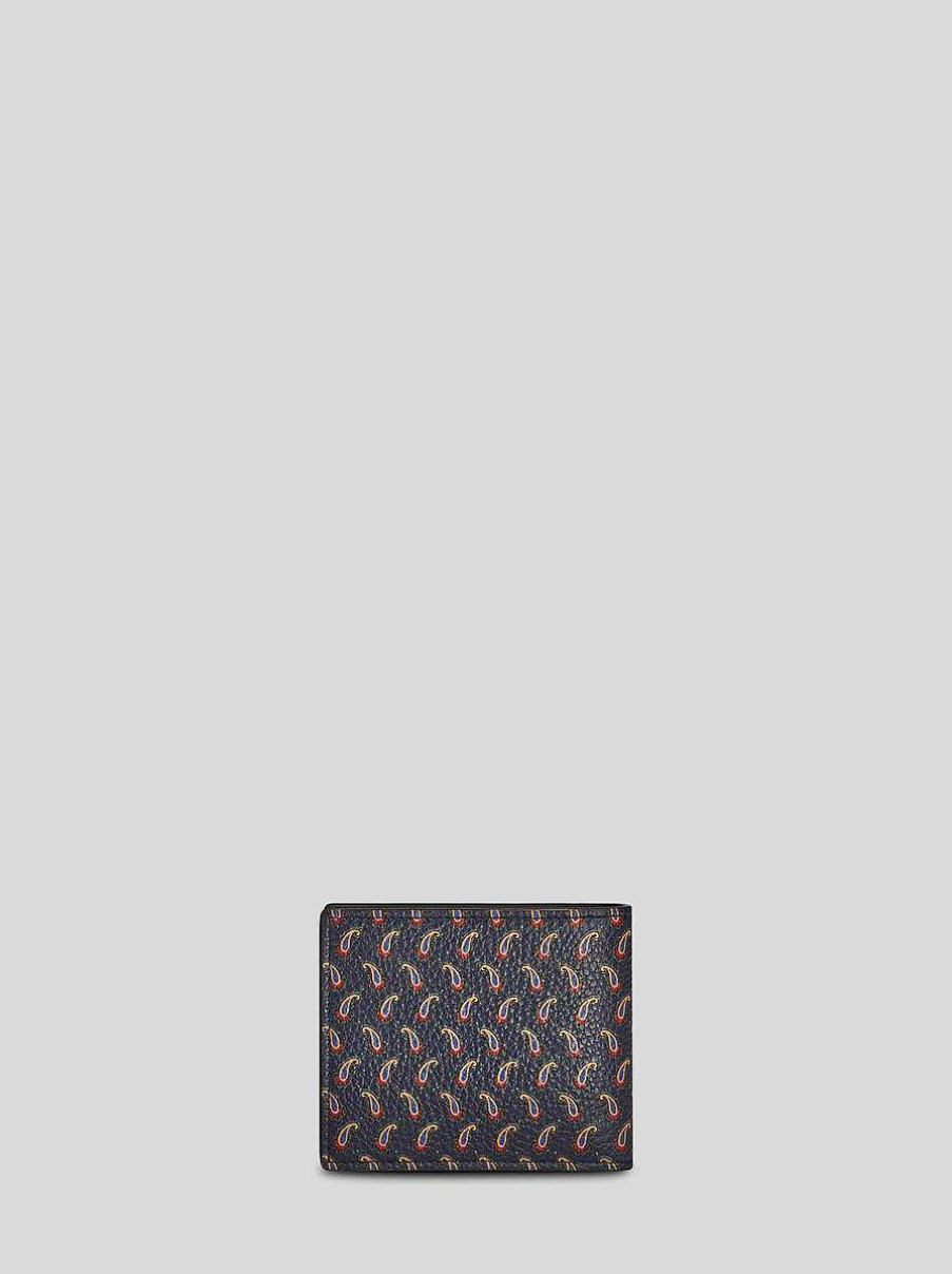 ETRO Micro Paisley Leather Wallet With Pegaso | Wallets And Credit Card Holder