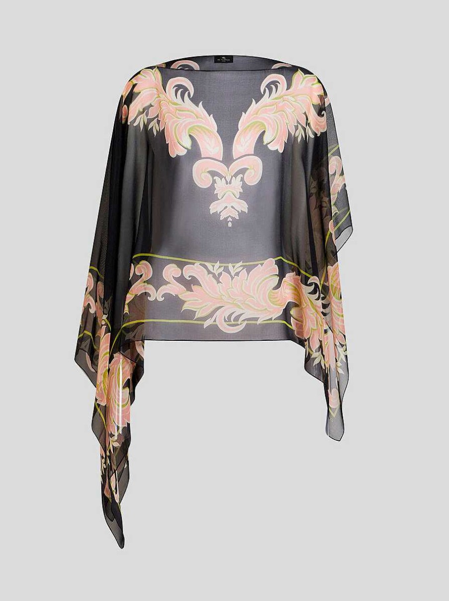 ETRO Printed Silk Poncho | Tops