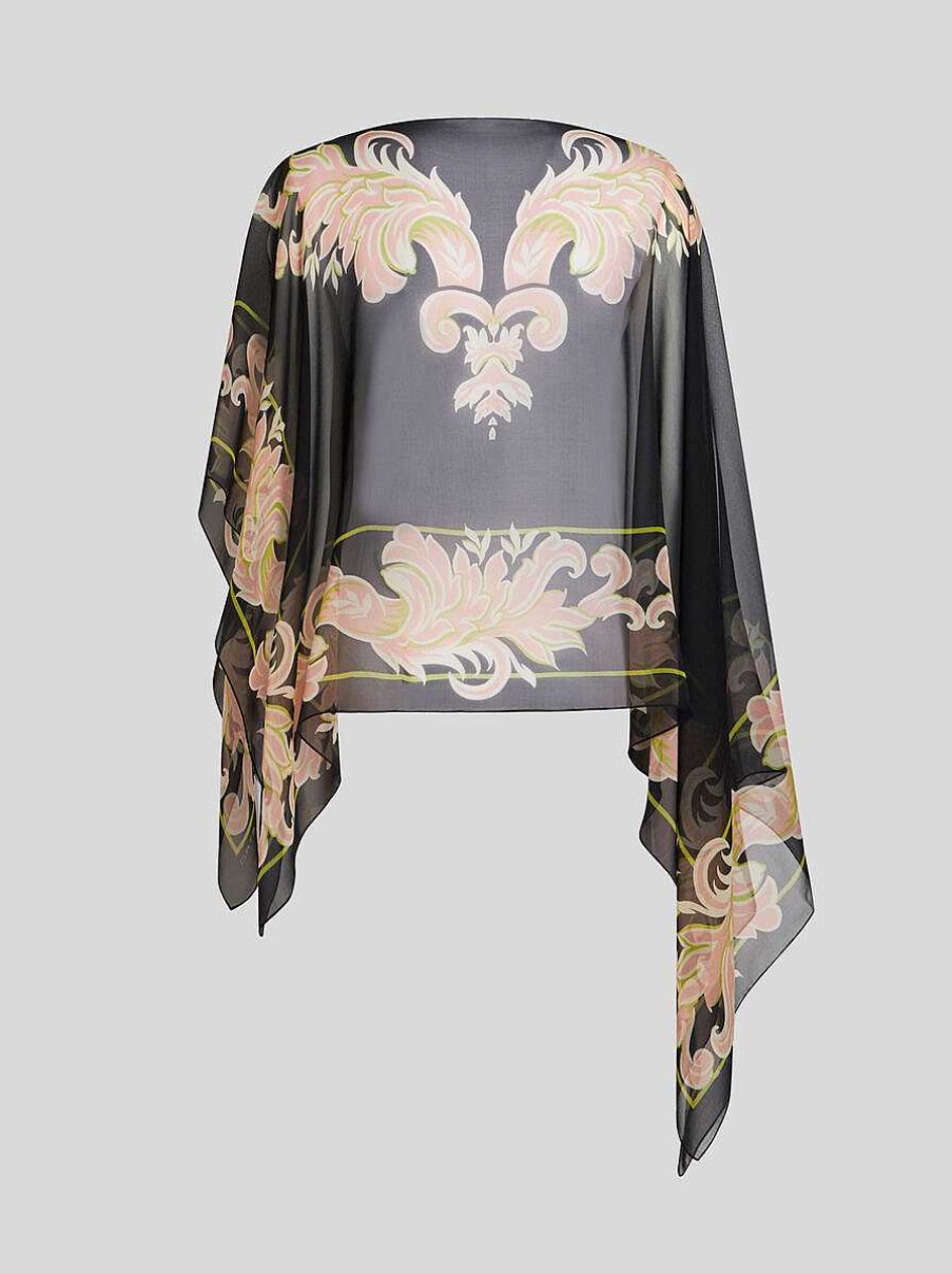 ETRO Printed Silk Poncho | Tops