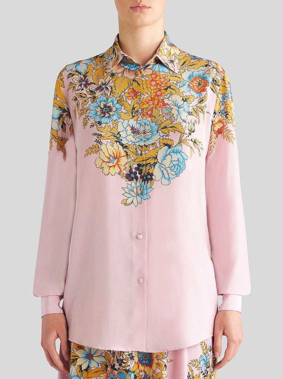 ETRO Crepe De Chine Shirt With Placed Print | Shirts And Blouses