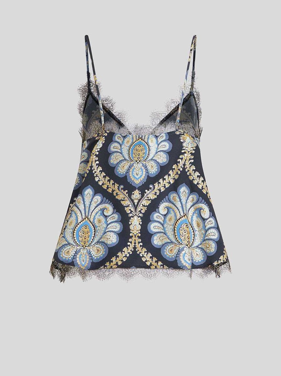 ETRO Printed Silk Top With Lace Details | Tops