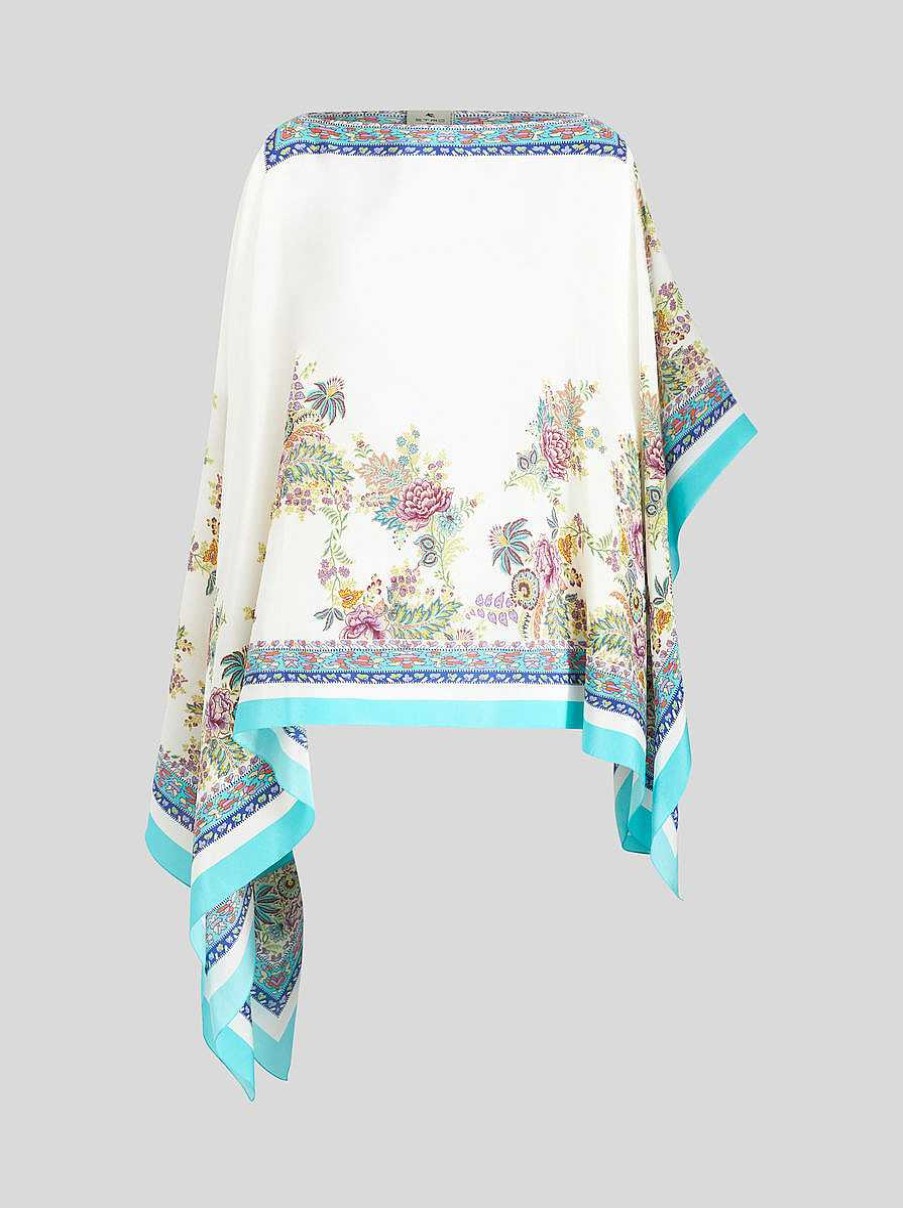 ETRO Printed Silk Poncho | Capes And Ponchos