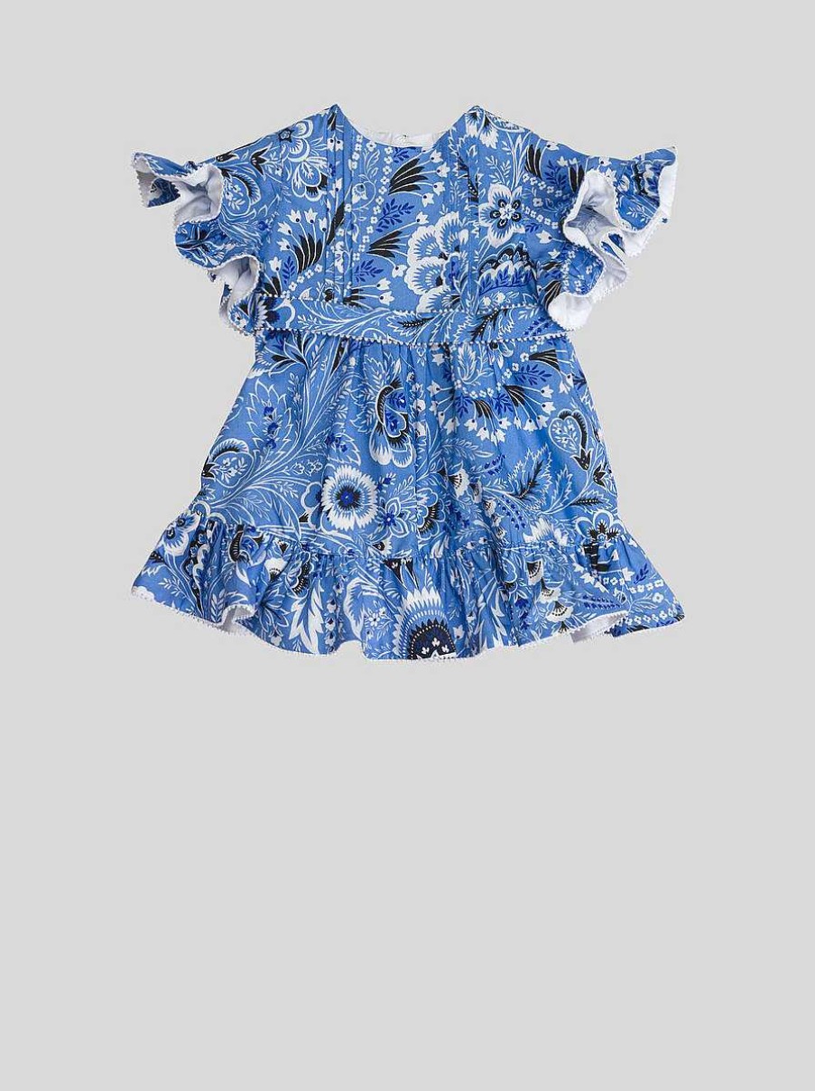 ETRO Baby Solid-Colour Paisley Dress With Ruffle | Baby Girl 1-9 Months