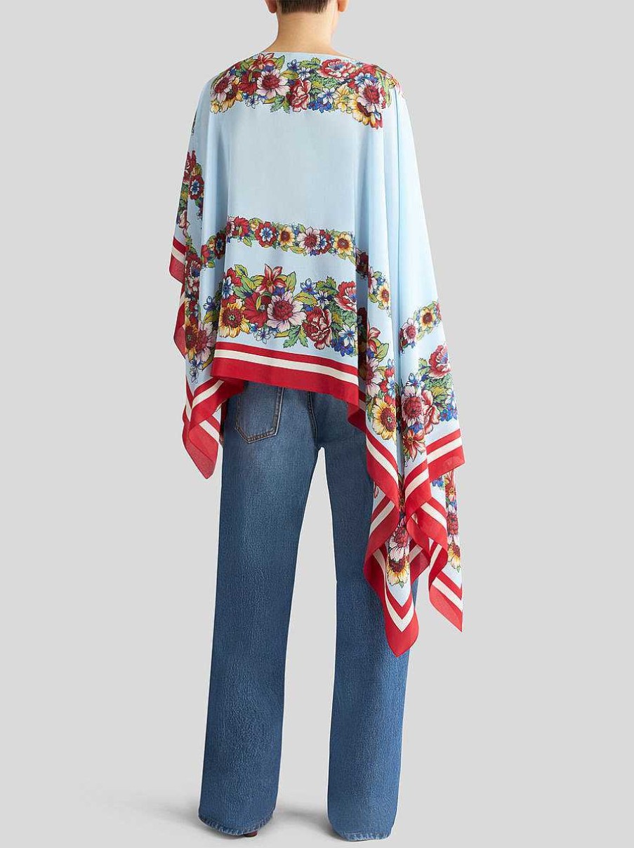 ETRO Printed Silk Poncho | Capes And Ponchos