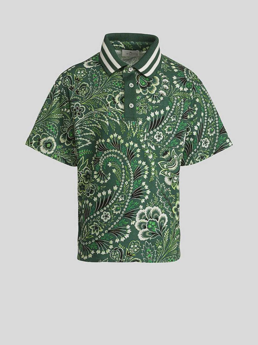 ETRO Kid'S Solid-Colour Paisley Polo Shirt | Topwear