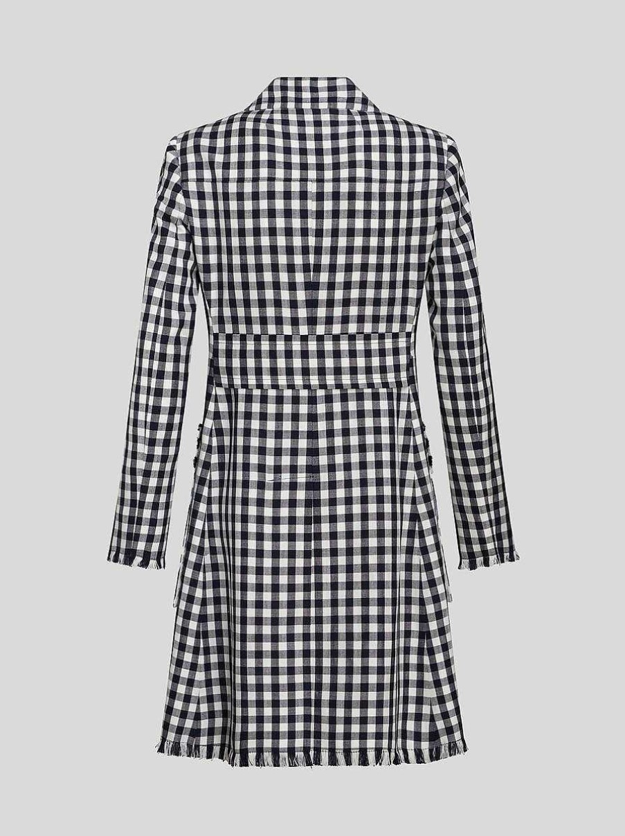 ETRO Double-Breasted Gingham Fabric Coat | Coats And Outerwear